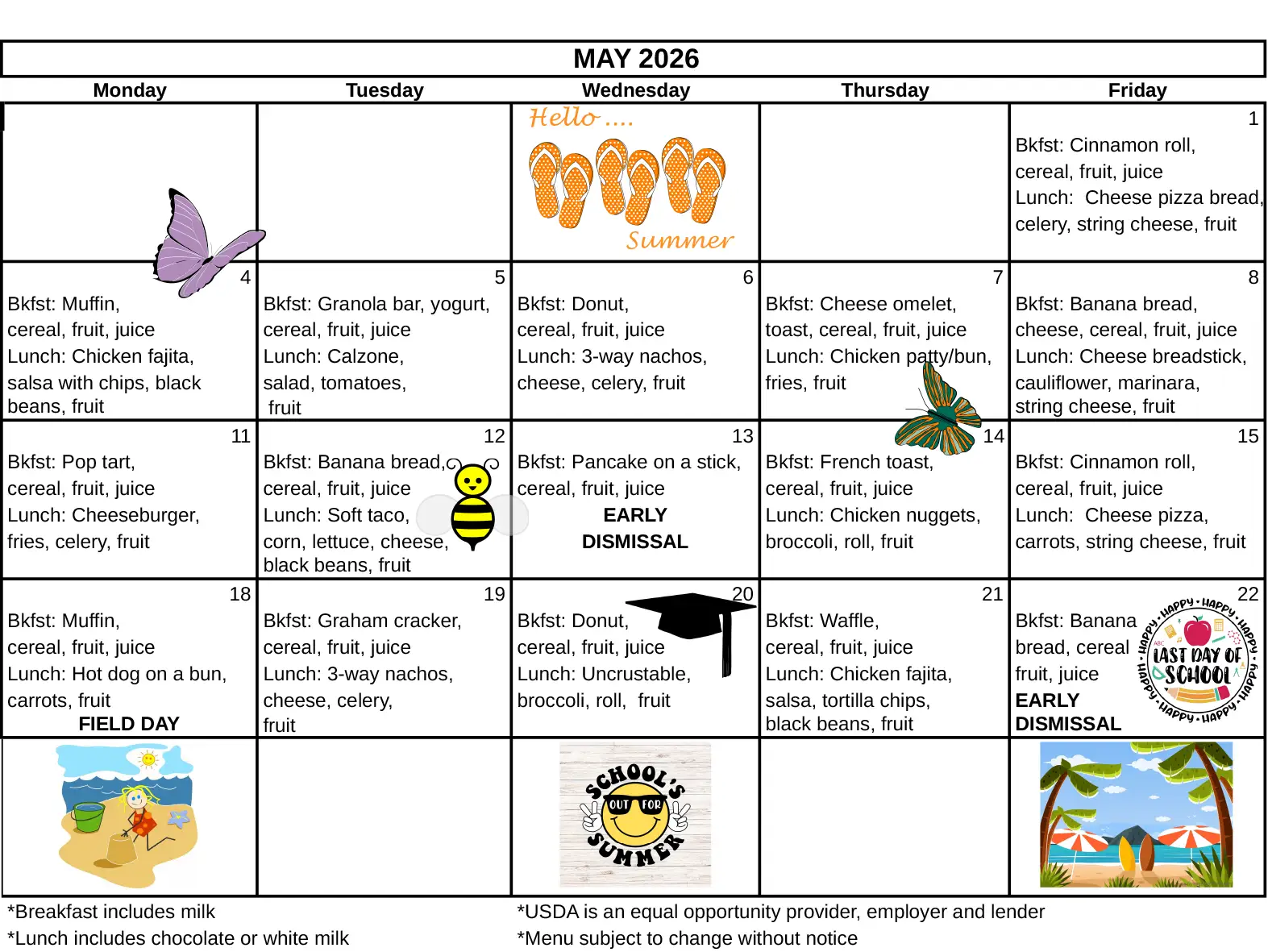 MAY menu 2026 MAY menu 2026